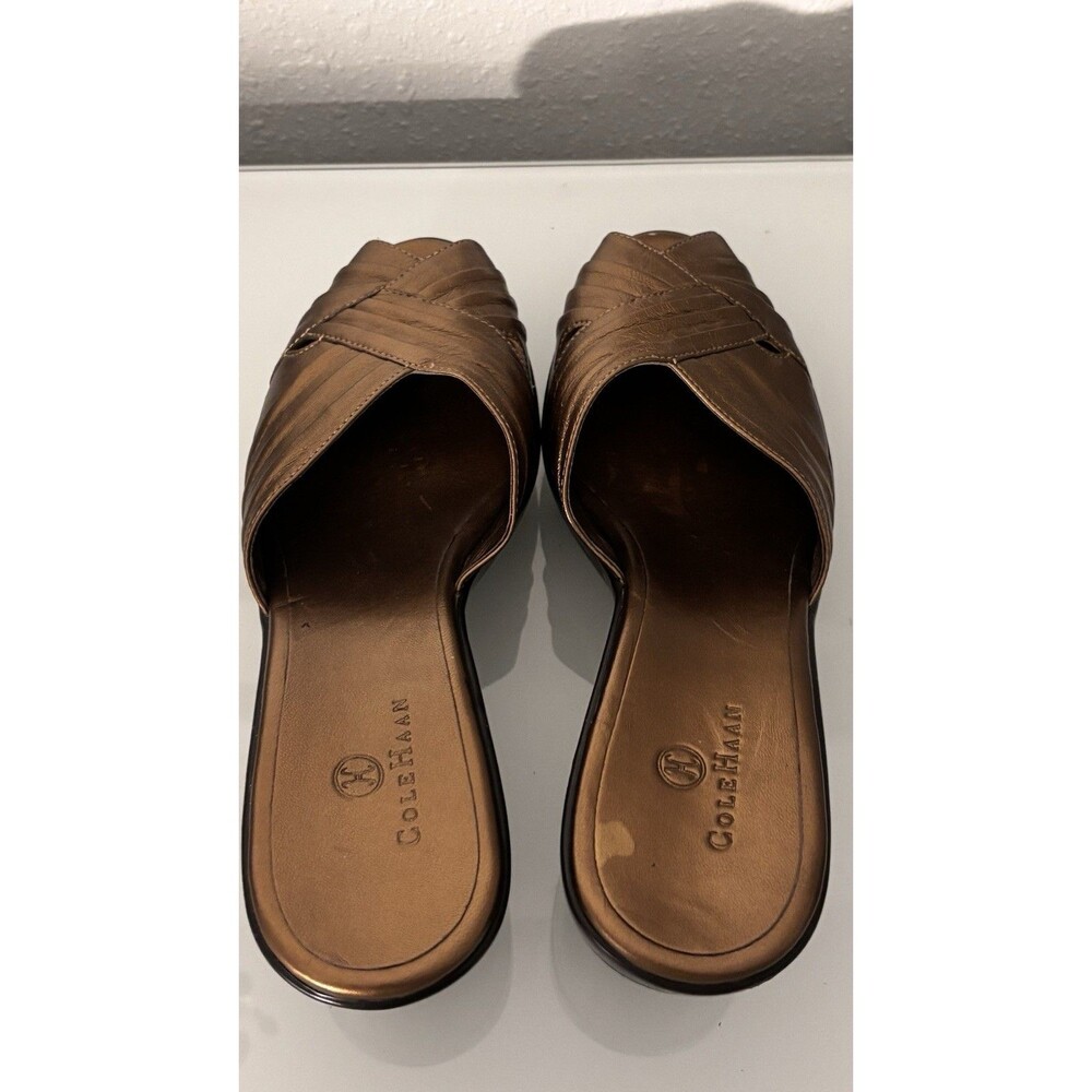 Cole Haan‎ Bronze Leather Slide Sandals Women’s Size7.5B - Picture 2 of 5